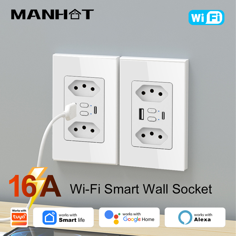 Tuya Wifi Socket - MANHOT Presa Intelligente Wi-Fi Brasiliana con