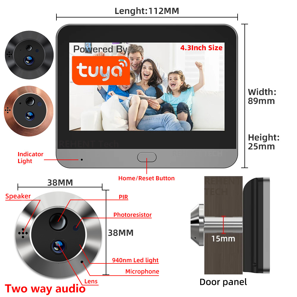 Smart Home Wiser - Mini Telecamera Spioncino Digitale WiFi 3MP
